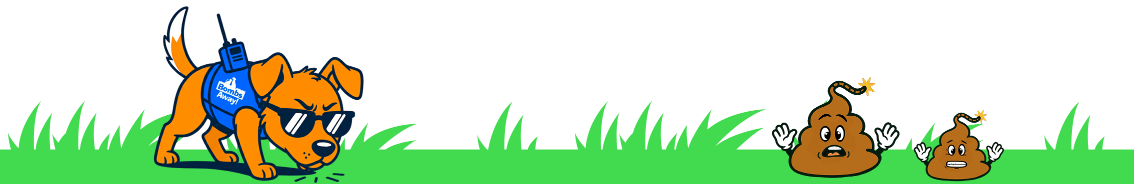 Dog sniffing poops on grass