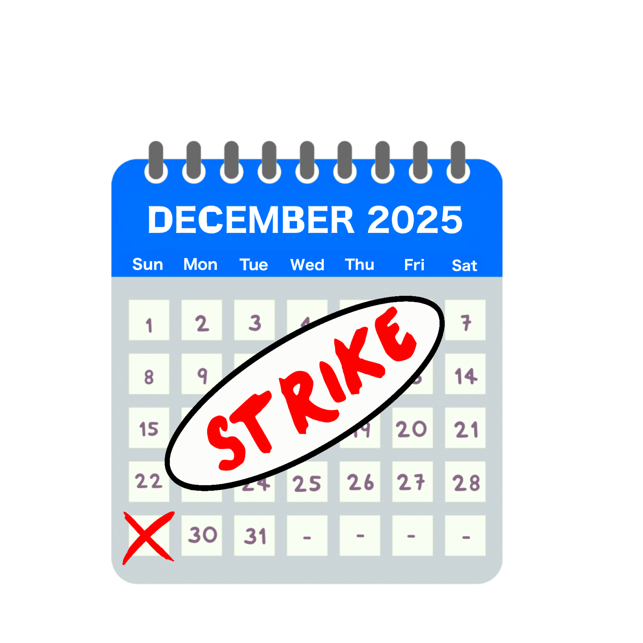 calendar with a day marked as strike