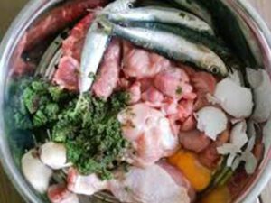 bowl filled with various foods suitable for dogs