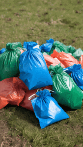 several bags full of pet waste