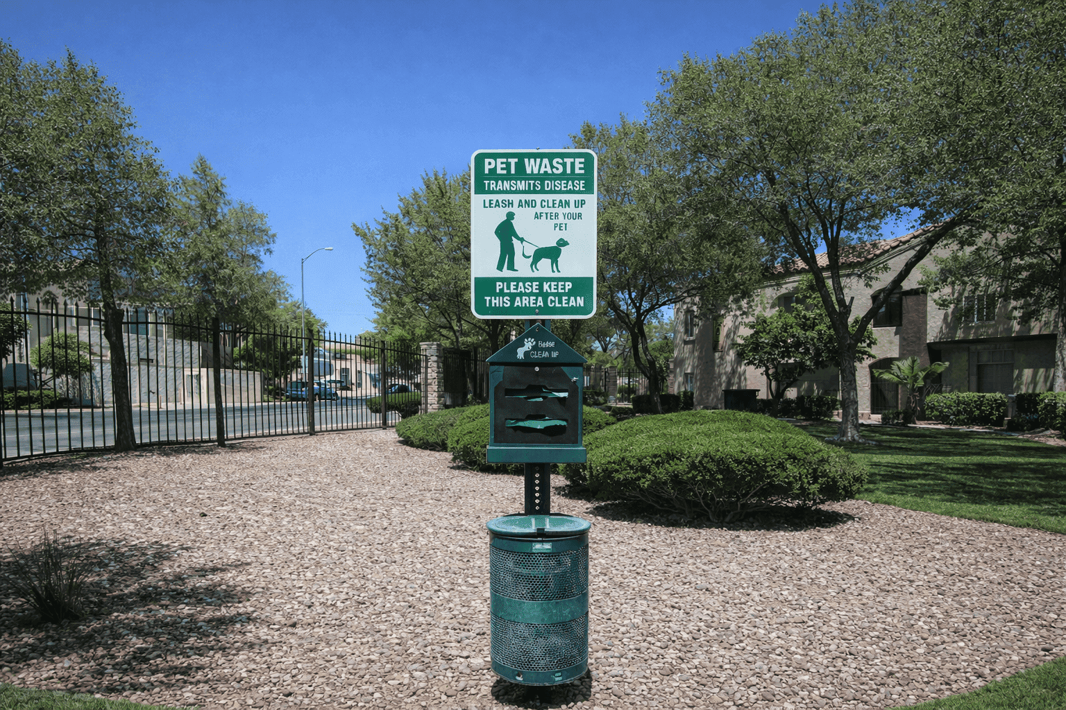 dog waste station in a park